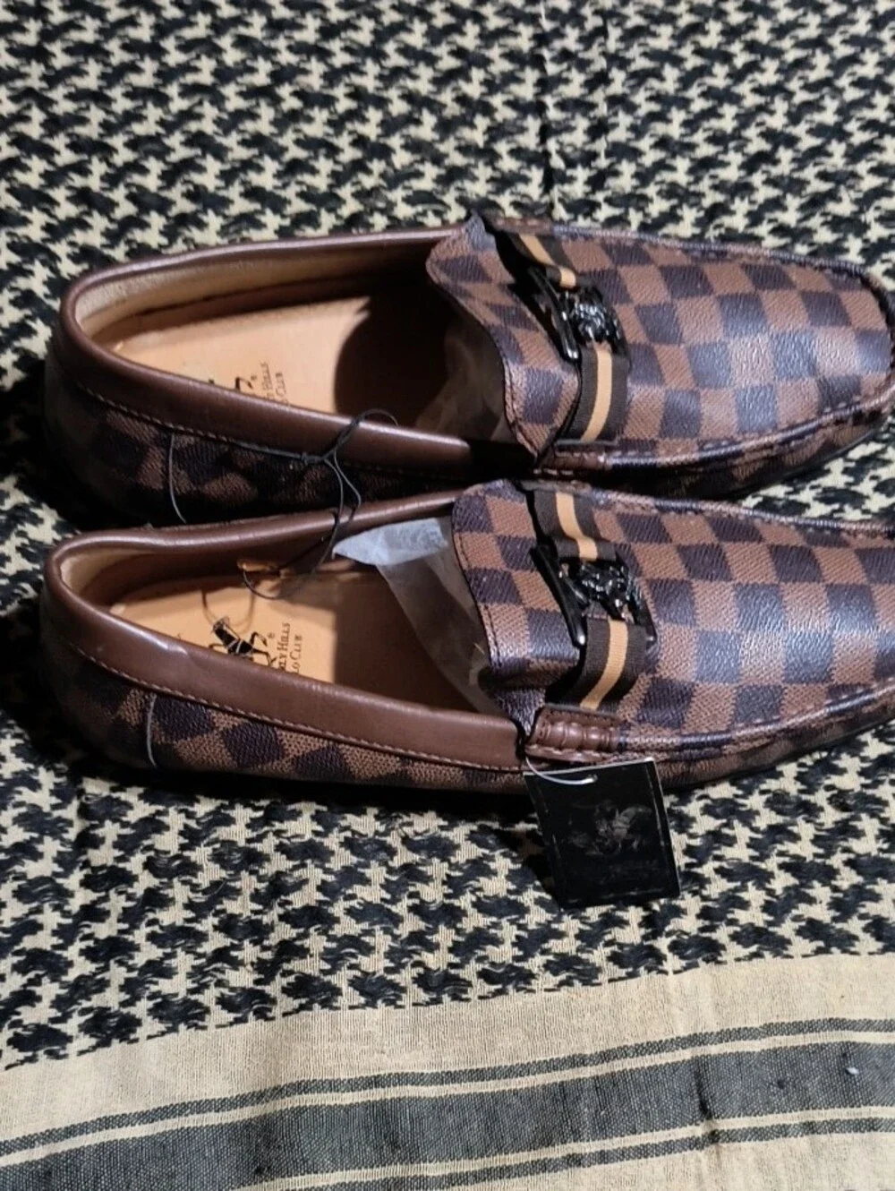 Beverly Hills Polo Club Brown Checkered Slip-On Loafers